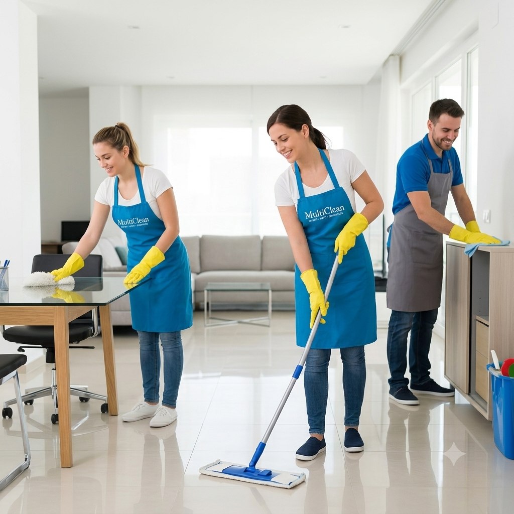 Equipo de MultiClean realizando limpieza